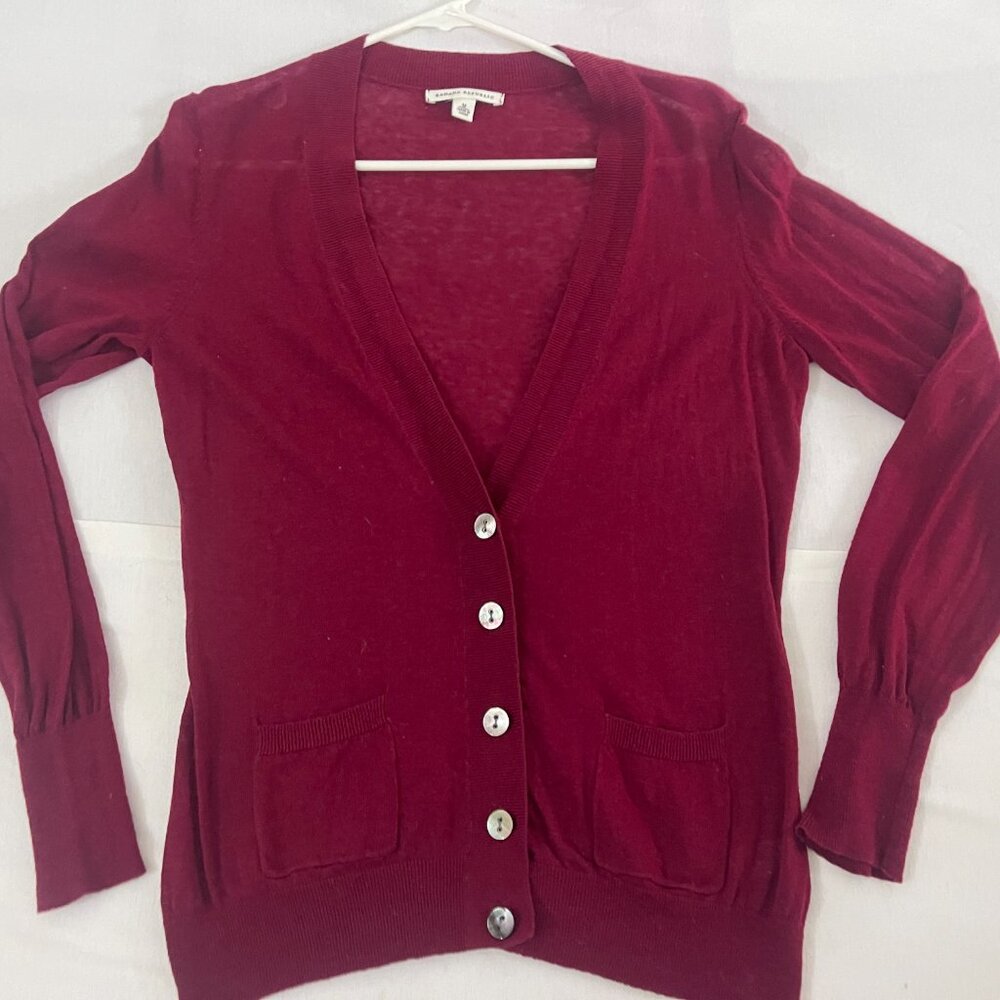 Banana Republic Womens Crew Neck Light Weight Cardigan Burgundy Size M